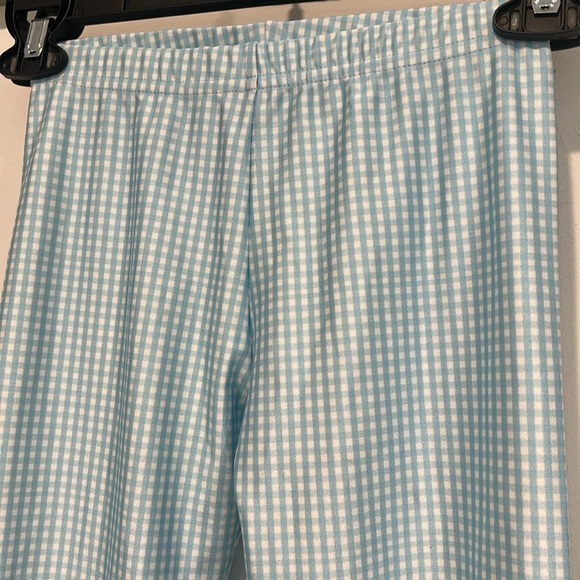 Terez Light Blue white Gingham Kids full length stretch Leggings pants 10/12 - Picture 2 of 5